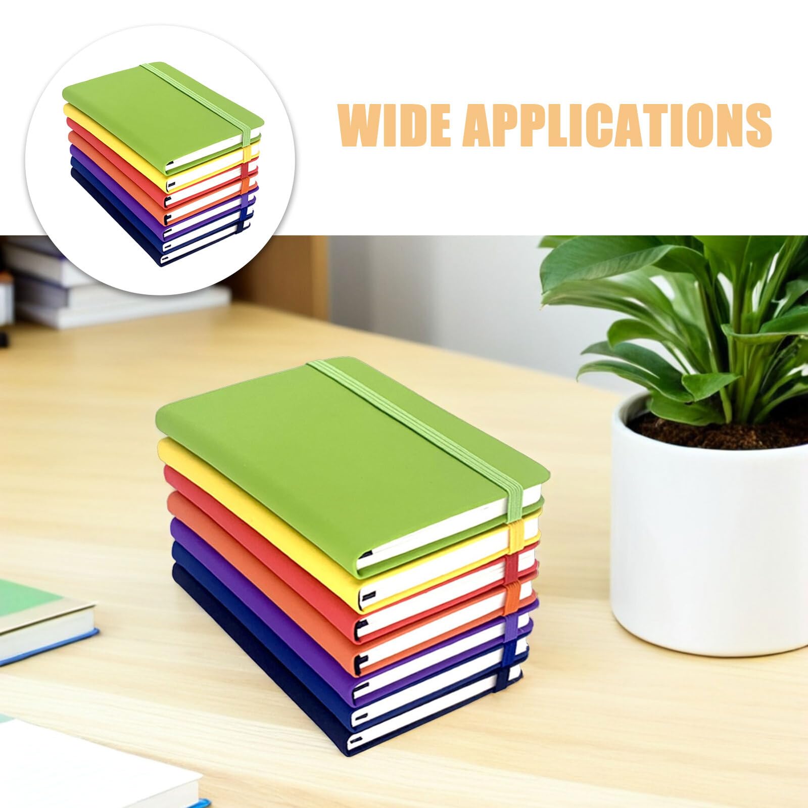 Mini Quaderno Tascabile A6 a Righe con Copertina Rigida e Chiusura Elastica, Blocco Note Portatile per Appunti Scuola, Ufficio e Viaggi, Set da 7 Pezzi con Carta Spessa Pu