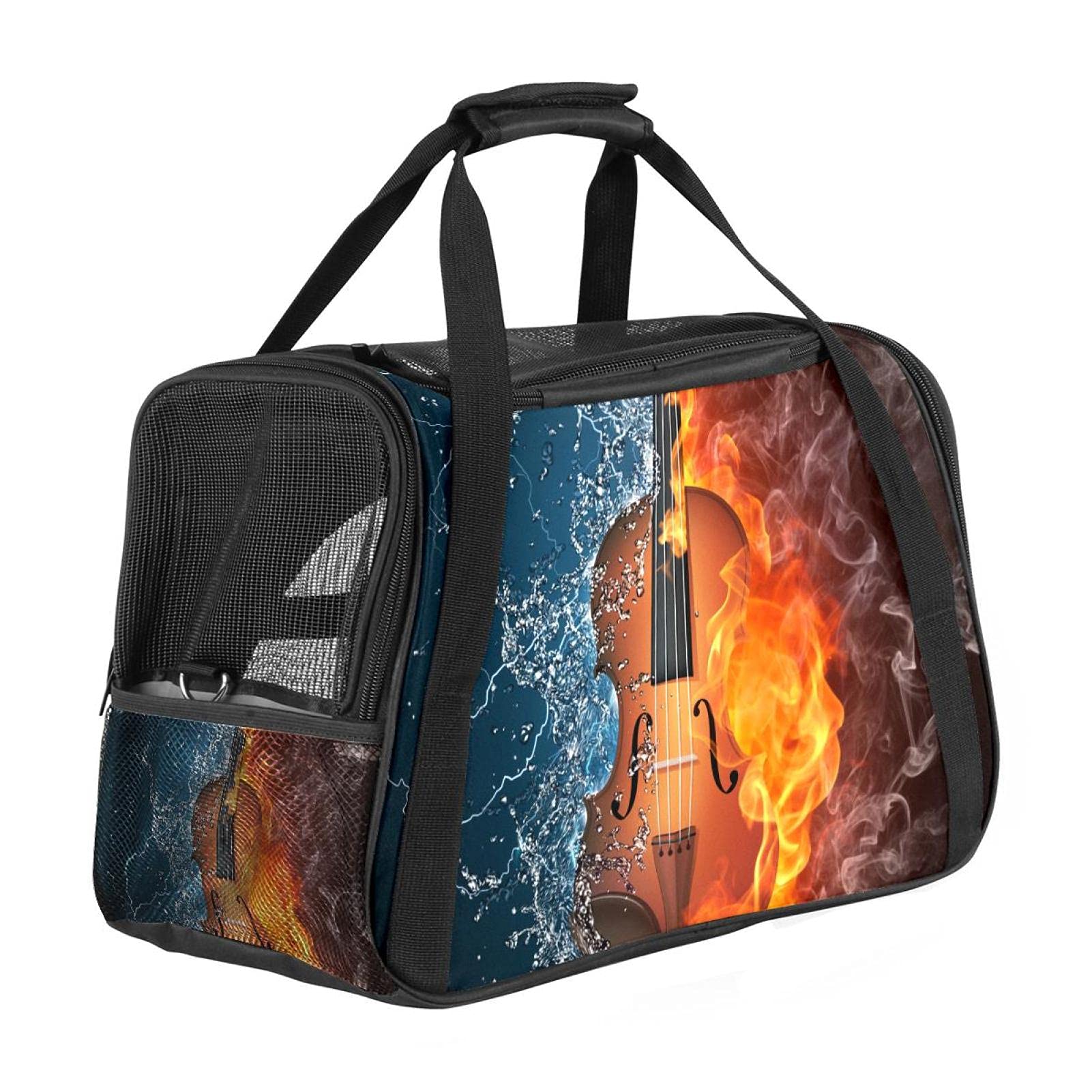 Sac de transport animal domestique portable résistant avec motif violon