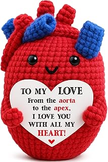 Mini Gifts for Him Her Couple Christmas Valentine’s Day To My Love Handmade Crochet Anatomical Heart Love Gift for Women Boyfriend Girlfriend Husband Wife Anniversary Christmas Valentines Birthday