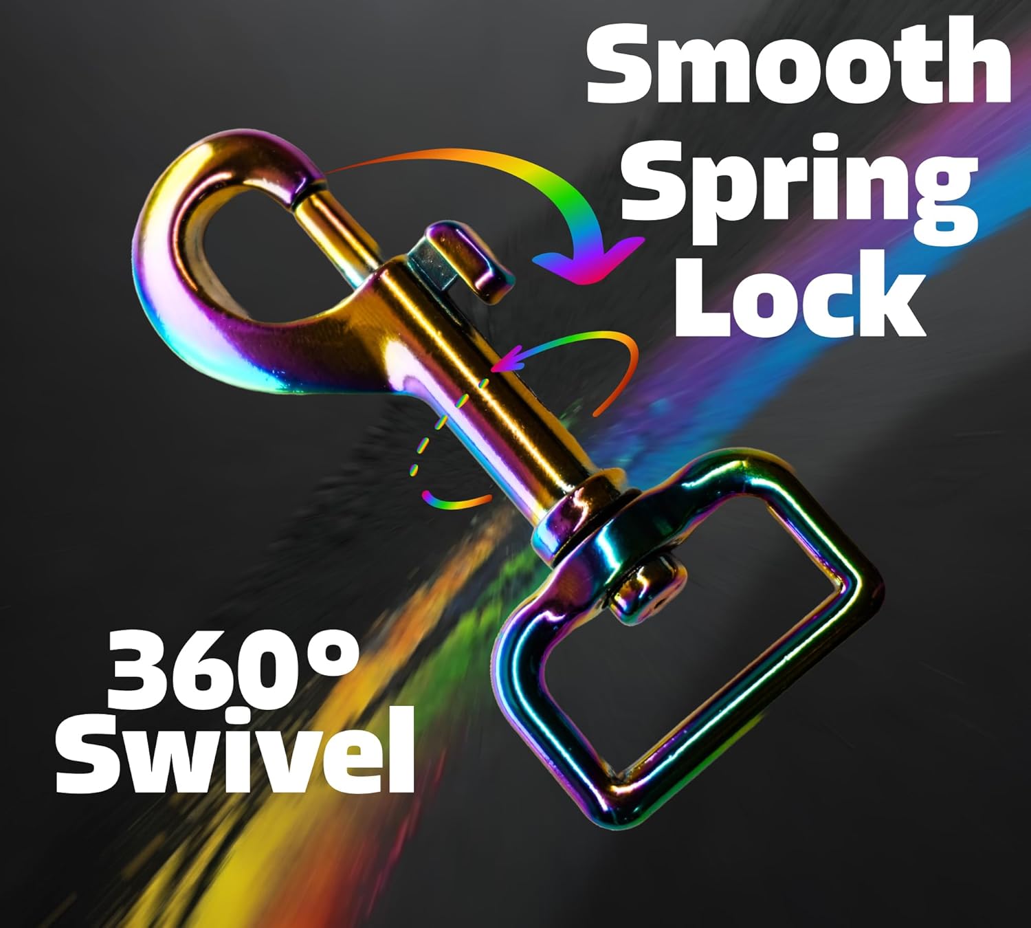 BORED? PARACORD! Rainbow Bolt Snap Hook Keychain Clip Heavy Duty Hardware for Keys and More - Swivel Bolt Snaps - Dog Leash, Lanyard,Tool Hook (10-Pack)