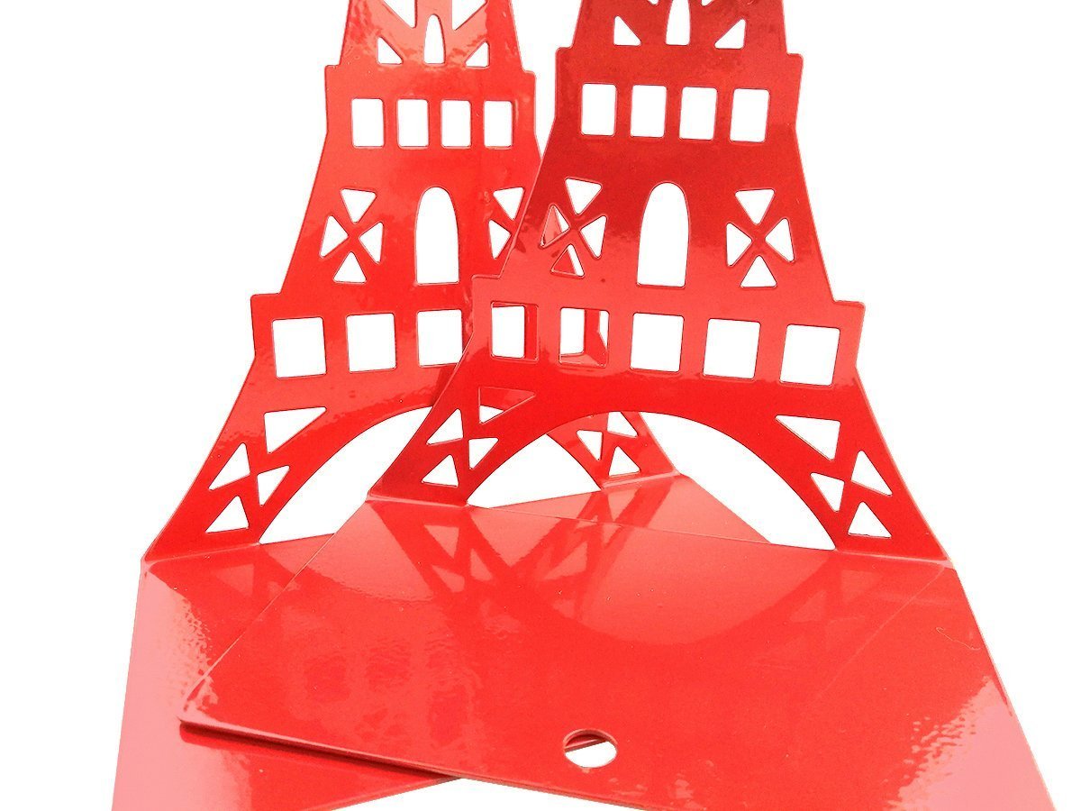 1 coppia di graziosi fermalibri decorativi a forma di torre Eiffel, per scaffali e scrivania, in metallo Red
