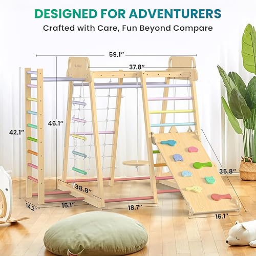 Miniatura 4 de Zona de juegos interior mejorada, 9 en 1, juguetes de escalada para niños, estilo Montessori, filosofía Waldorf, juego de escalador de madera con