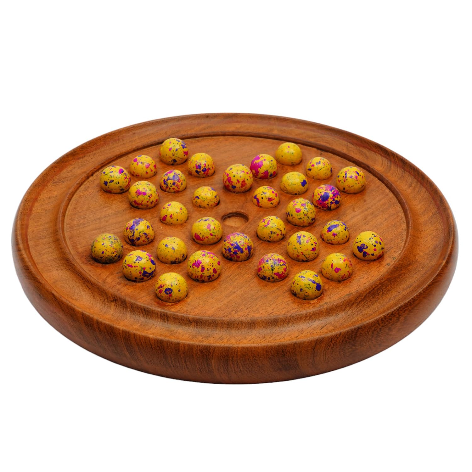 TOOLART Wooden Solitaire Board Game in with Glass Marbles Brain-vita Unique Game 9" - Best Gift for Kids, Teens & Adults Made in India (RH_Solitaire_12) (B0CLLT2NF1) Amazon Price History, Amazon Price Tracker