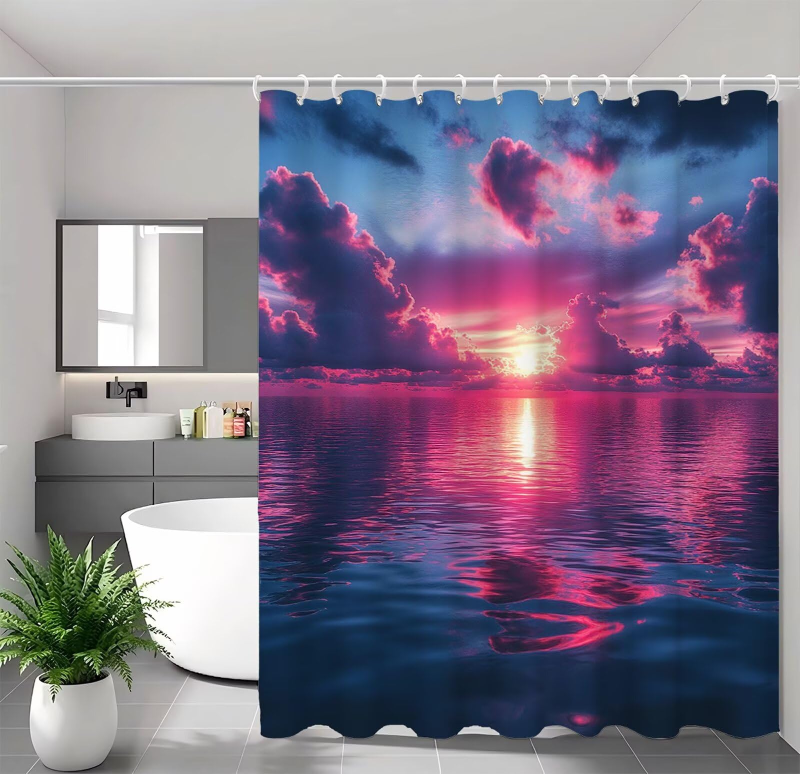 Shower curtain lavable tissu polyester premium rideau douche bleu ourlet lesté