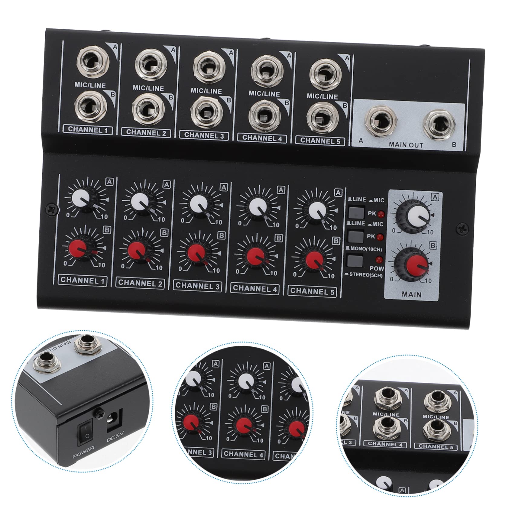 FUNOMOCYA Microphone Mixer Portable Audio Mixer 10 Channels Line for Music Mini Audio Independent Volume Perfect for Club Bar Us Plug
