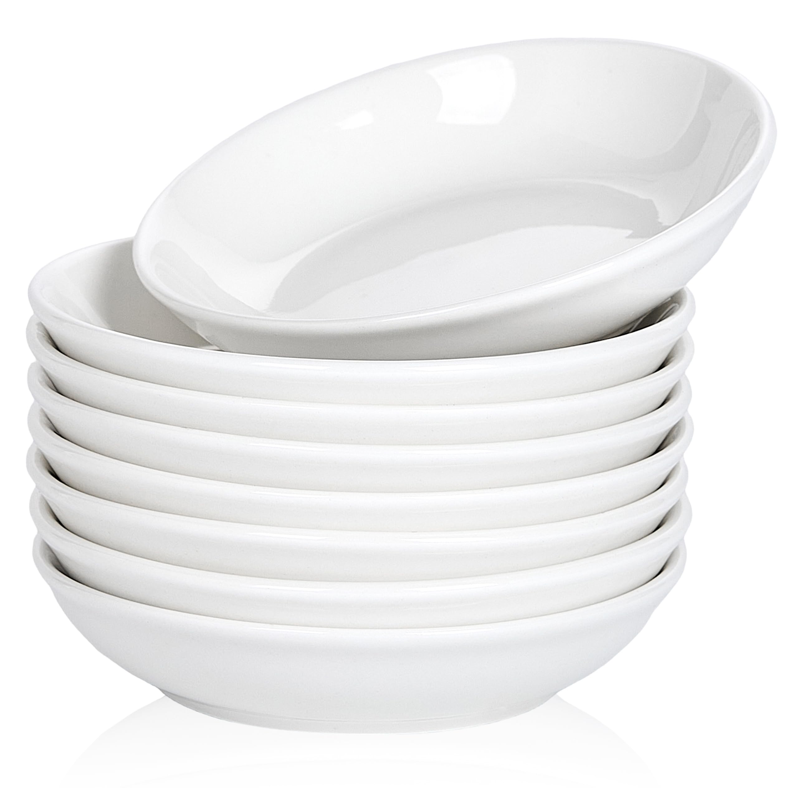 keramwerk 8 Pack Dip Bowls, 3 OZ Ceramic Soy Sauce Dish, White Dipping Sauce Bowls Small Dishes Serving for Tomato Sauce, Soy, BBQ Party Supplies