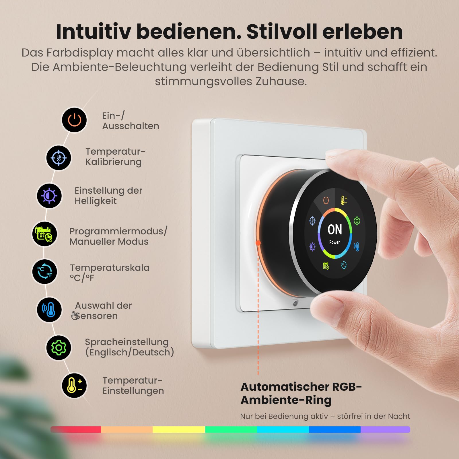 AVATTO Smart Drehknopf Thermostat Fussbodenheizung Wasser, WiFi Heizungsthermostat Smart Digital Raumthermostat Kompatibel mit Alexa, Google Home
