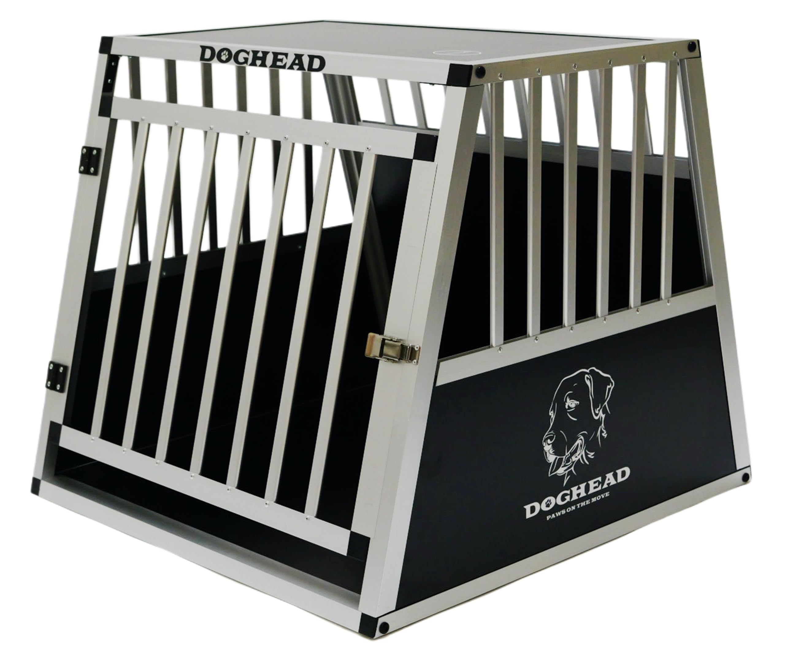 DOGHEAD Hundetransportbox Ecoline, Single 70x75x63 cm, Schwarz, Aluminium, Beidseitig Abgeschrägt 75°