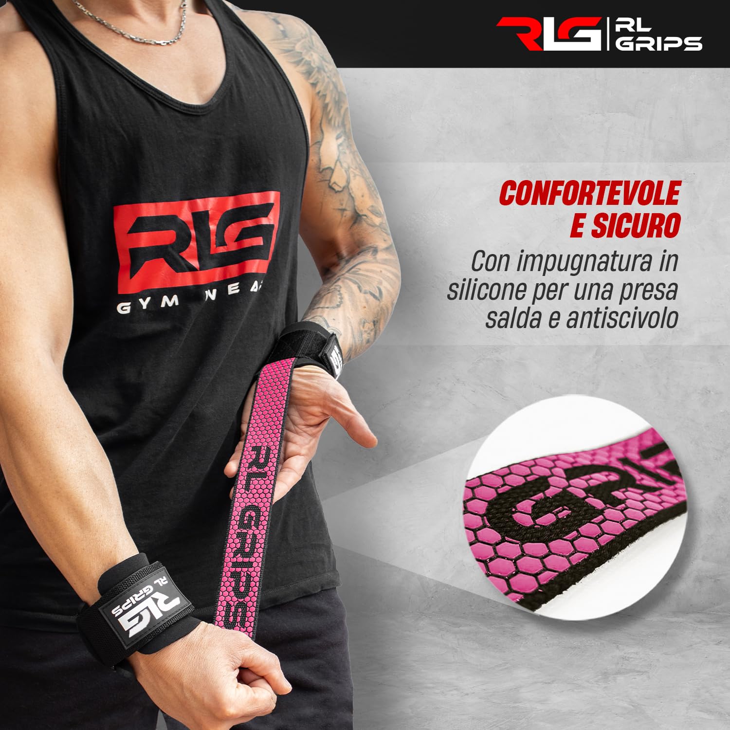 RL Grips® Cintura Da Palestra In Pelle Per Bodybuilding - Supporto - 5