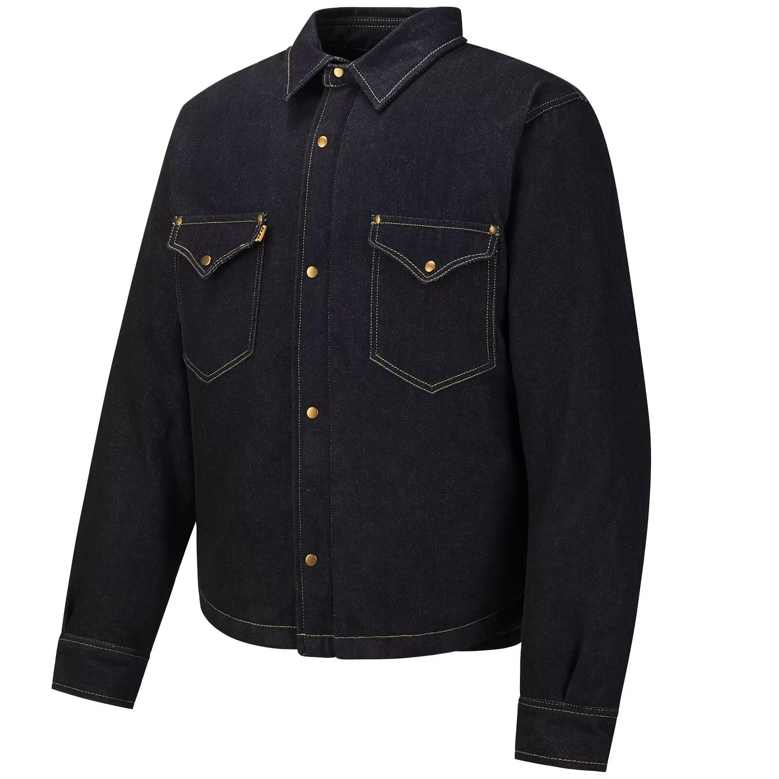 ILM CE Armored Motorcycle Jacket Mens Denim Shirt with Mesh Liner Lightweight Motorbike All Seasons Model JFL1 Dark Blue, L