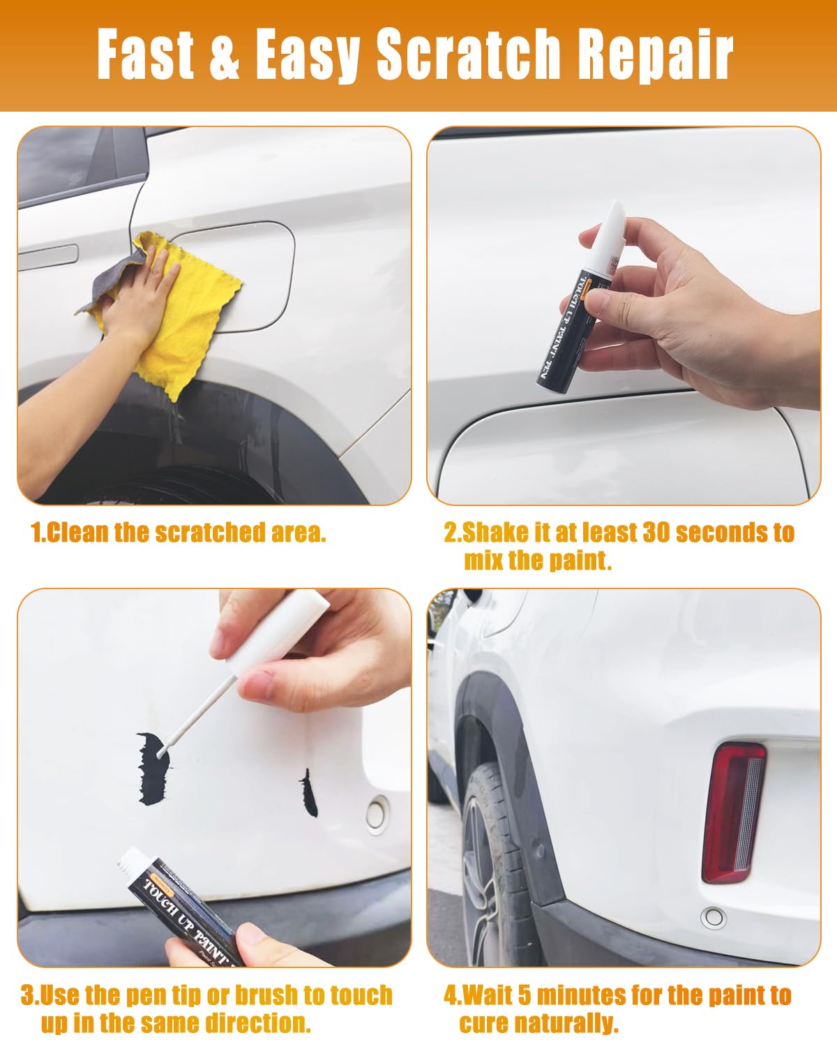 Platinum White Pearl NH-883P Compatible with Honda 2-in-1 Touch Up Paint Pen Ultimate Car Scratch Repair Kit，Quick Fix Rust-Resistant and Long-Lasting Paint Scratch Remover — view 5