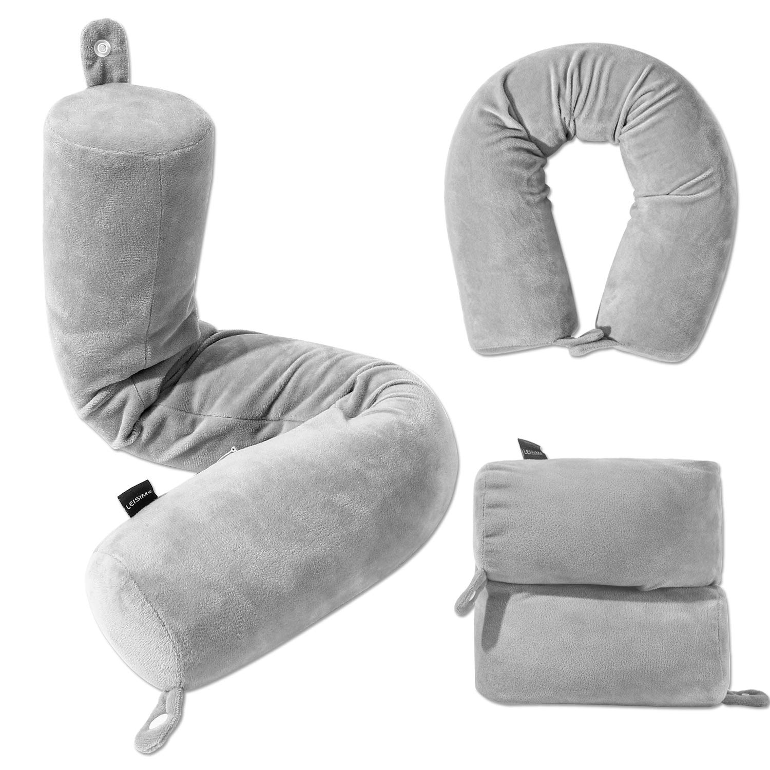 LEISIME Twist Memory Foam Travel Pillow for Neck, Chin, Lumbar and Leg Support - for Traveling on Airplane, Train, Bus or ...
