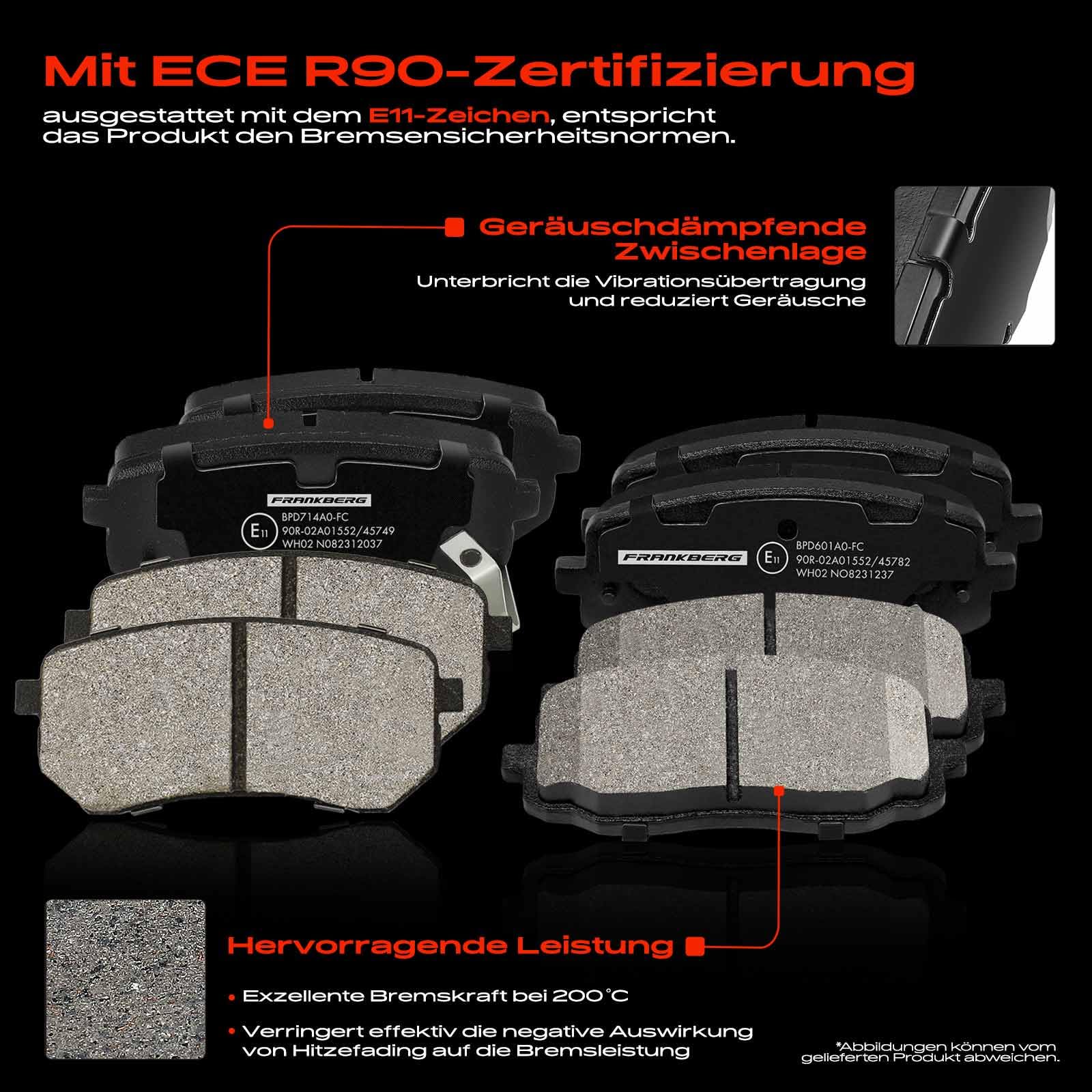 Frankberg Bremsensatz inkl. 4x Bremsscheiben + 8x Bremsbeläge Vorne Hinten Kompatibel mit i10 PA 2007-2013 Picanto SA 2004-2011 Replace# 5171207500, 583020XA00