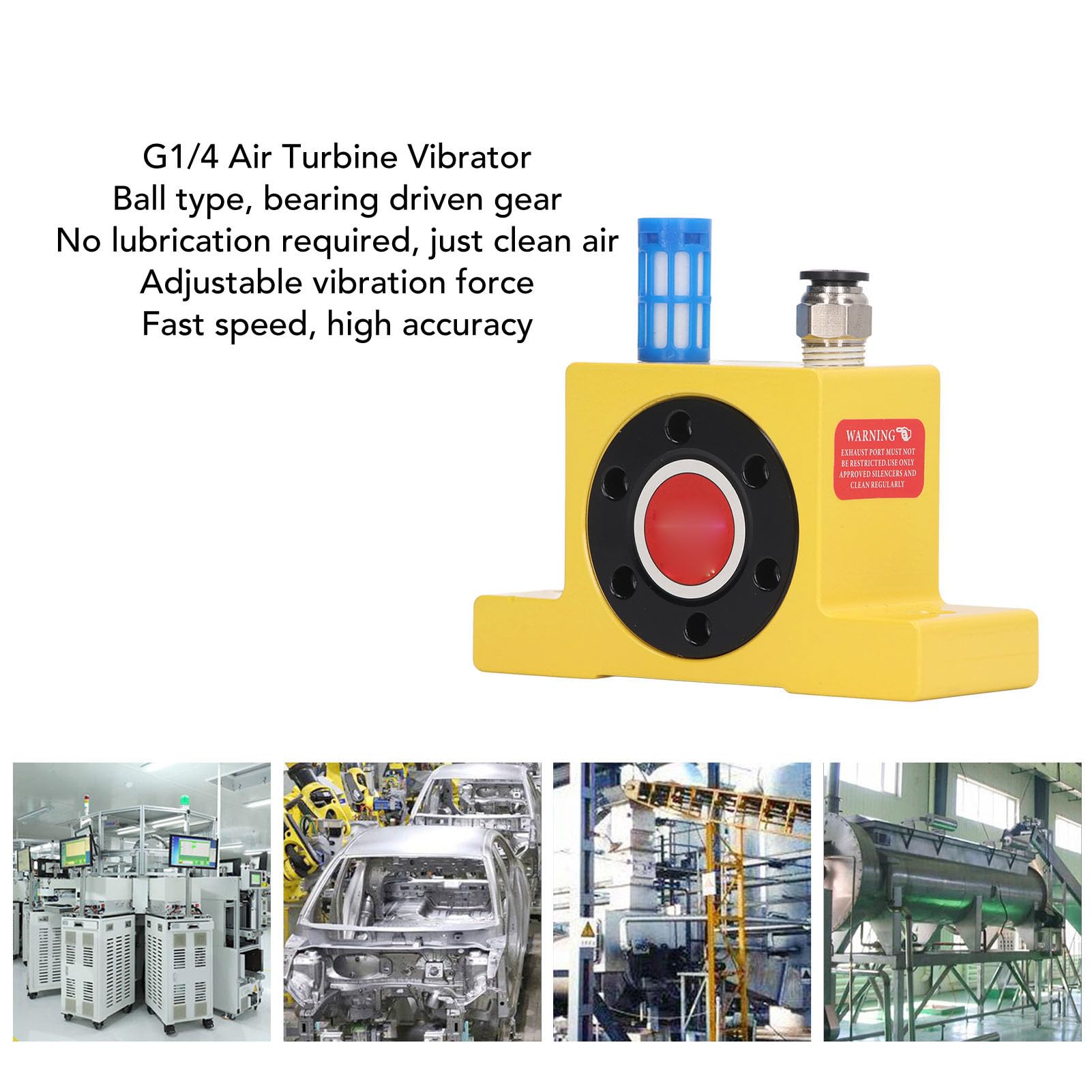 Vibratore a Turbina Ad Aria Compressa G1/4 Pollici Vibratore Ad Aria con Silenziatore Oscillatore a Turbina Pneumatico, Imbuto Industriale Che Alimenta Vibratori a Turbina