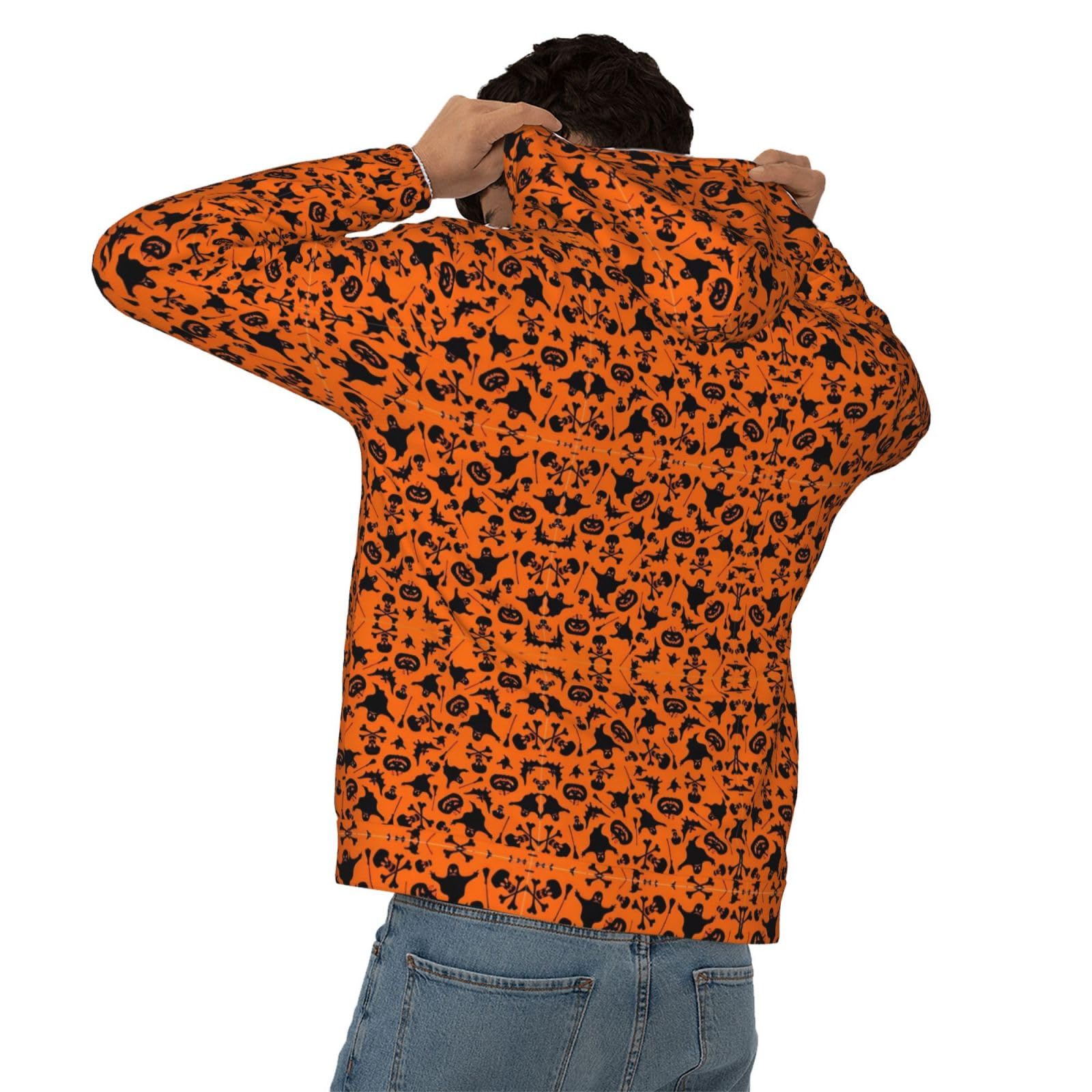 Męska bluza z kapturem z nadrukiem na Halloween, casualowa grafika z nadrukiem bluzy z kapturem z kieszenią