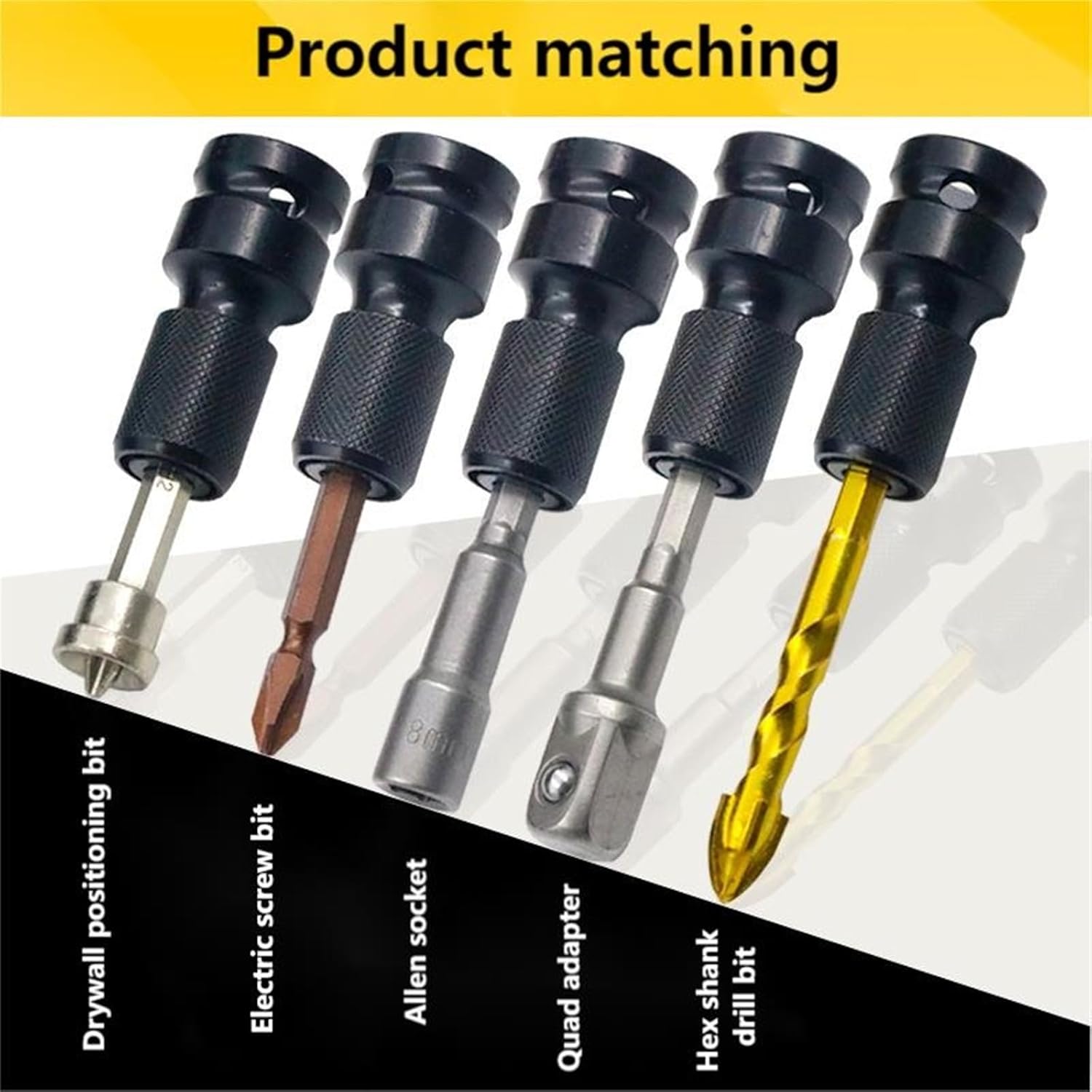 XiBany Air Impact Wrench Adapter 1/2 to 1/4inch Batch Head Nut-on Bit Hex Shaft Wind Gun to Wind Batch Electric Wrench Conversion
