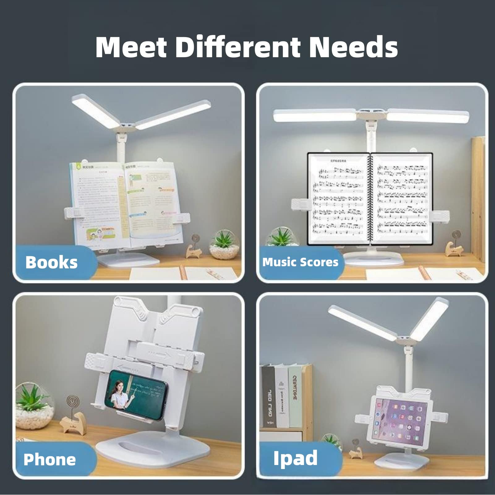 Amazon.co.jp: WAZSY ブックスタンド ライト付き 調べて健康的に読む