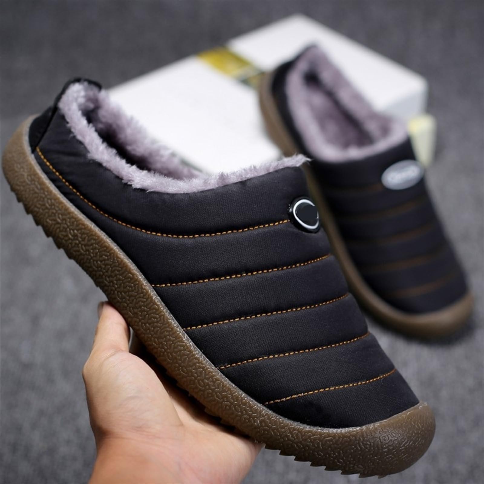 Pantofole da uomo in cotone Pantofole invernali da uomo in peluche grandi e calde Scarpe camera letto impermeabili