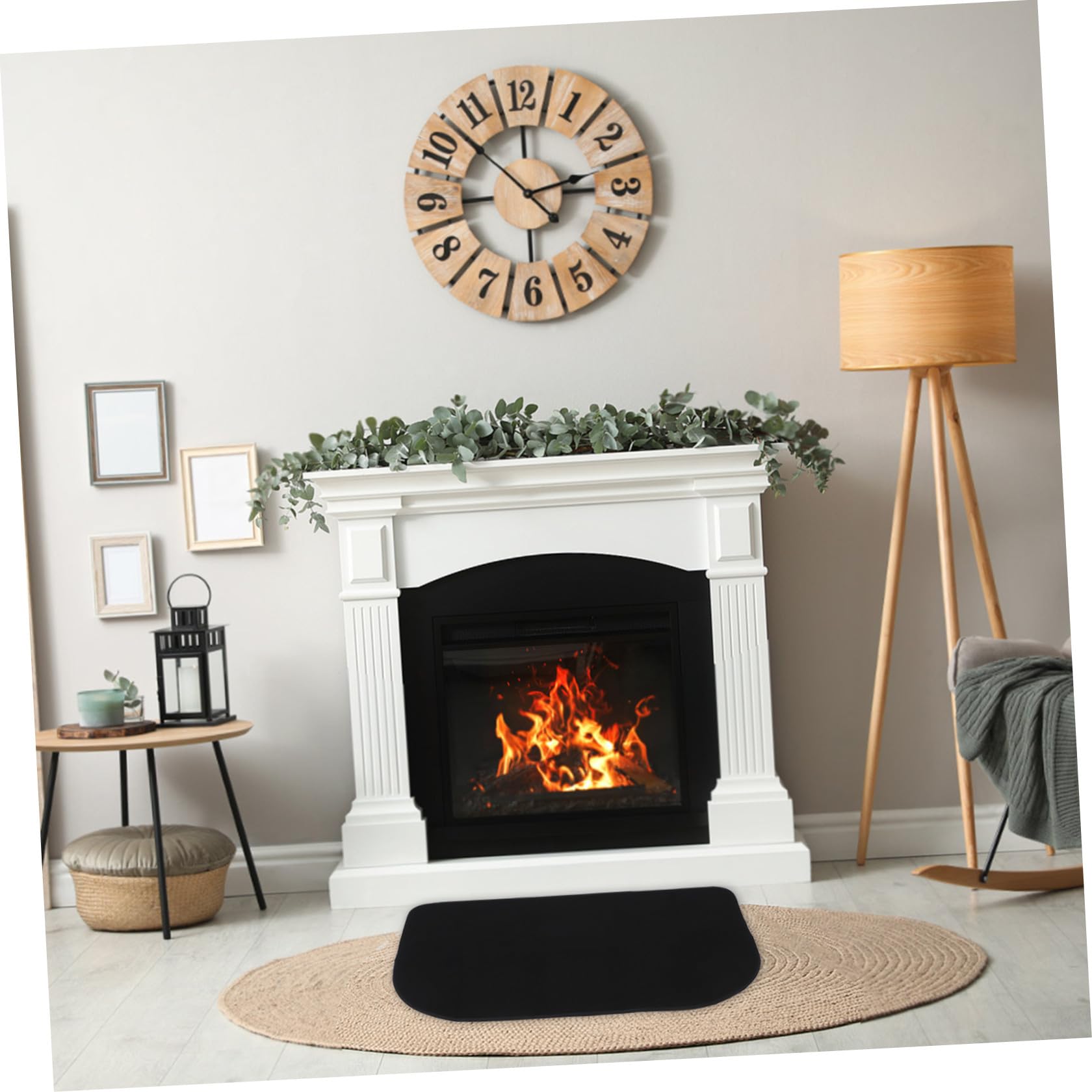 Tappeto Ignifugo per Caminetto Mezza Luna 40x60 Cm in Poliestere e Pvc Resistente al Calore per Protezione Pavimento Interno ed Esterno Inverno