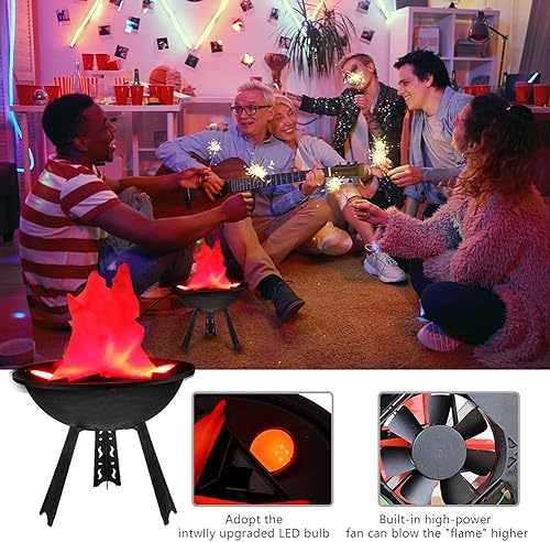 Miniatura 4 de Globalstore Luz LED 3D con efecto de llamas falsas, lámpara de fogata falsa eléctrica de 110 V, lámpara de mesa de llama parpadeante artificial,