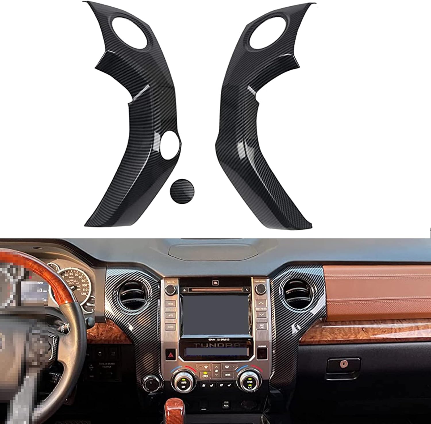 MICROCK Center Console Control Air Vent Outlet Cover Trim for Toyota Tundra, Double Cab 2014-2021, ABS Carbon Fiber (NOT FIT RHD)