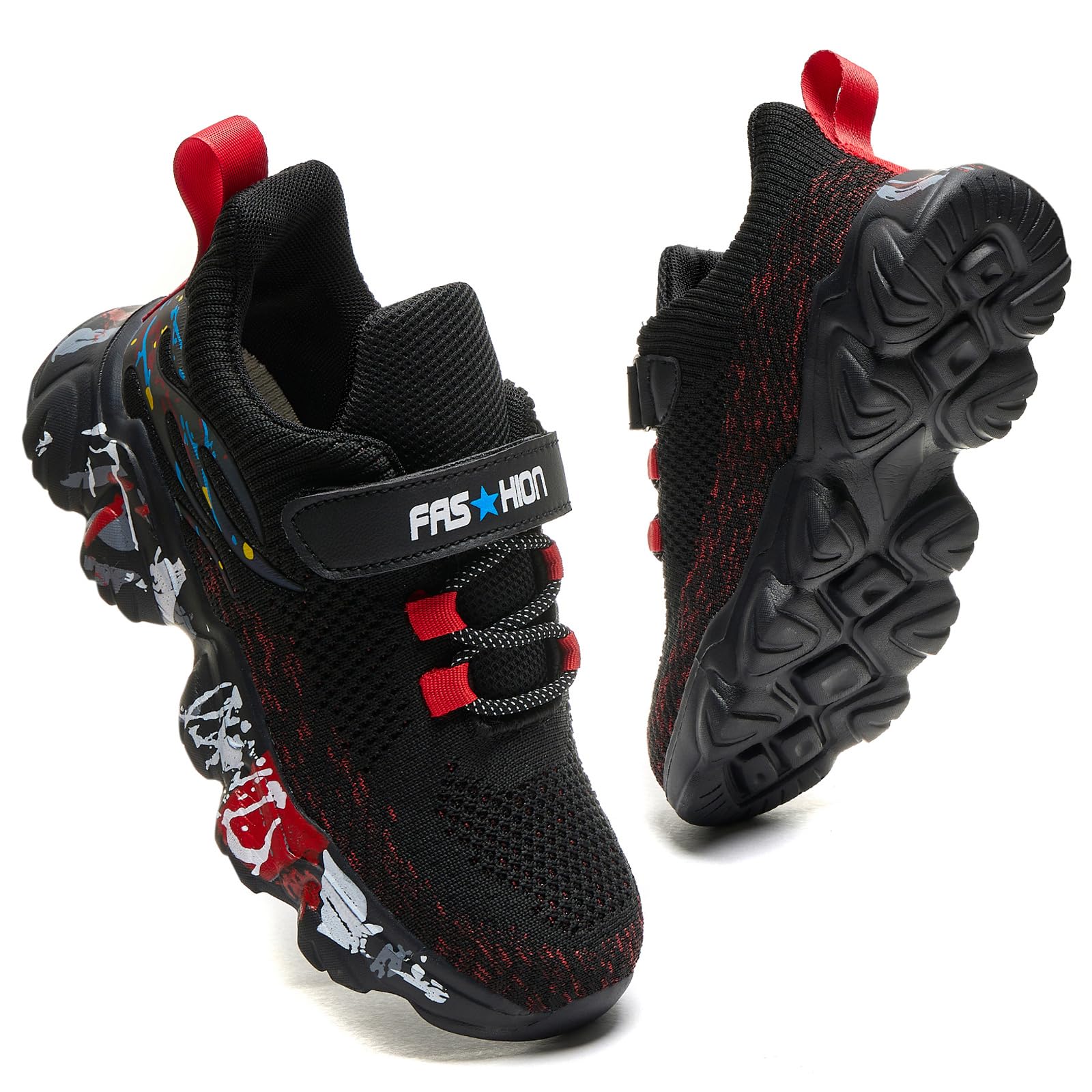 Daclay Kids Sports Shoes Running Shoes for Spring and Autumn Casual Knit Sneakers for Girls Boys School Students Teenager Black