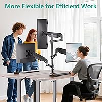 Vista 4 de WALI - Soporte para tres monitores de hasta 32 pulgadas, soporte de escritorio completamente ajustable para 3 monitores con abrazadera y base