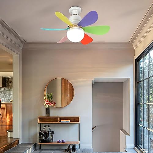 Miniatura 9 de Ventilador de techo con control remoto de luz 16.5", tornillos en ventilador de techo en base E26E27 (colorido)