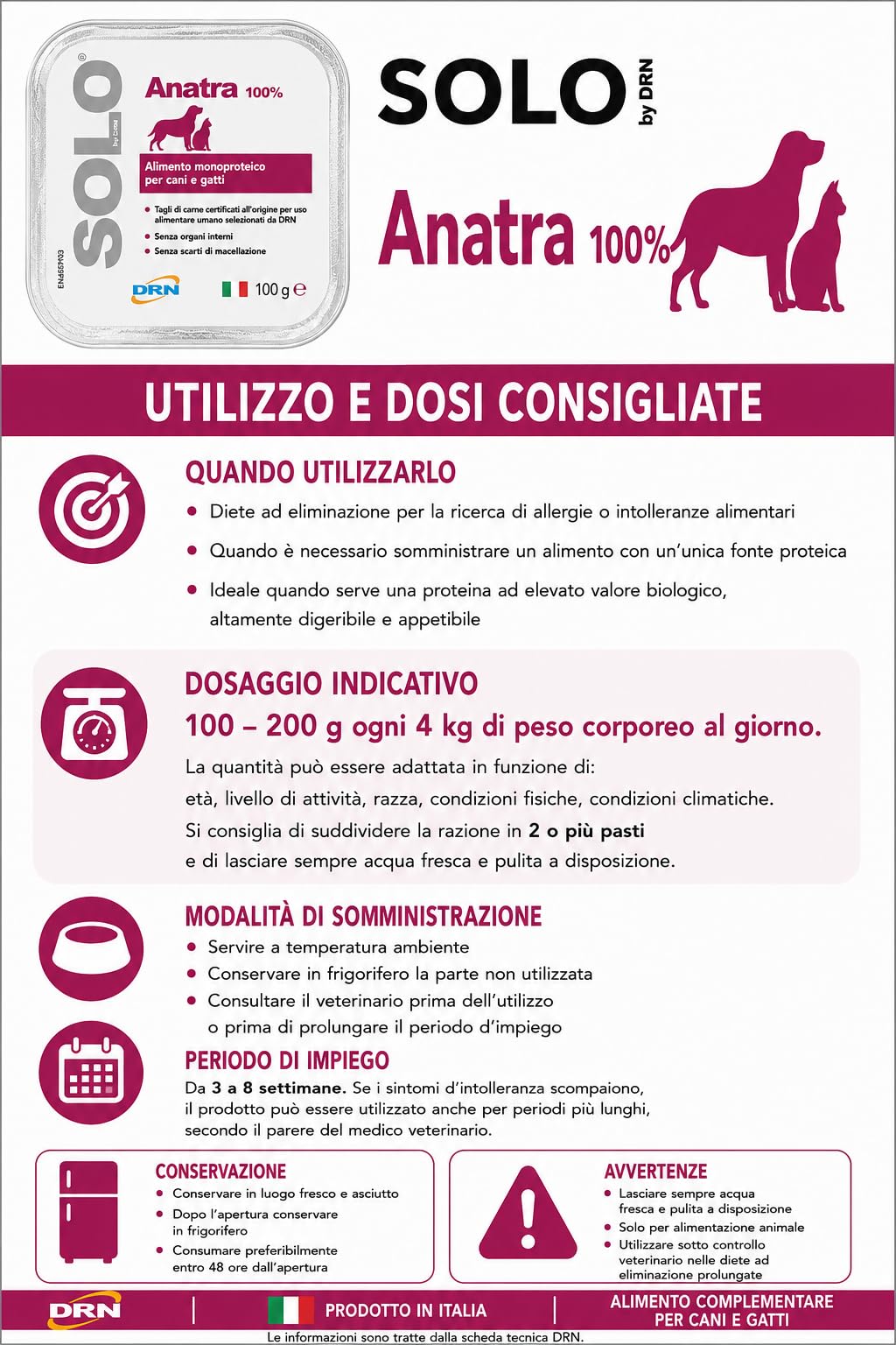 DRN SOLO ANATRA 100 gr - confezione da 32