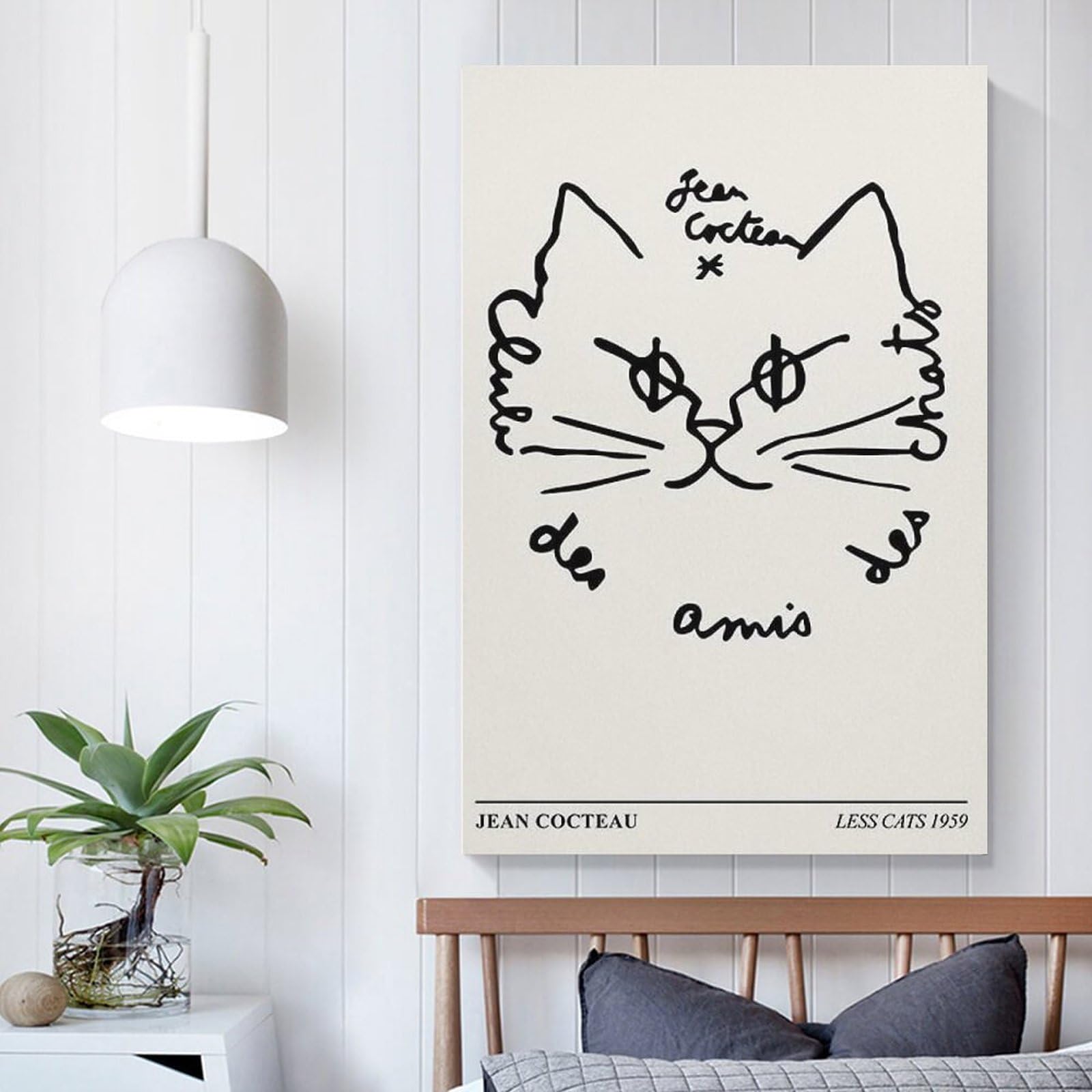 Amazon.co.jp: ジャンコクトーポスター 猫の顔抽象線プリント