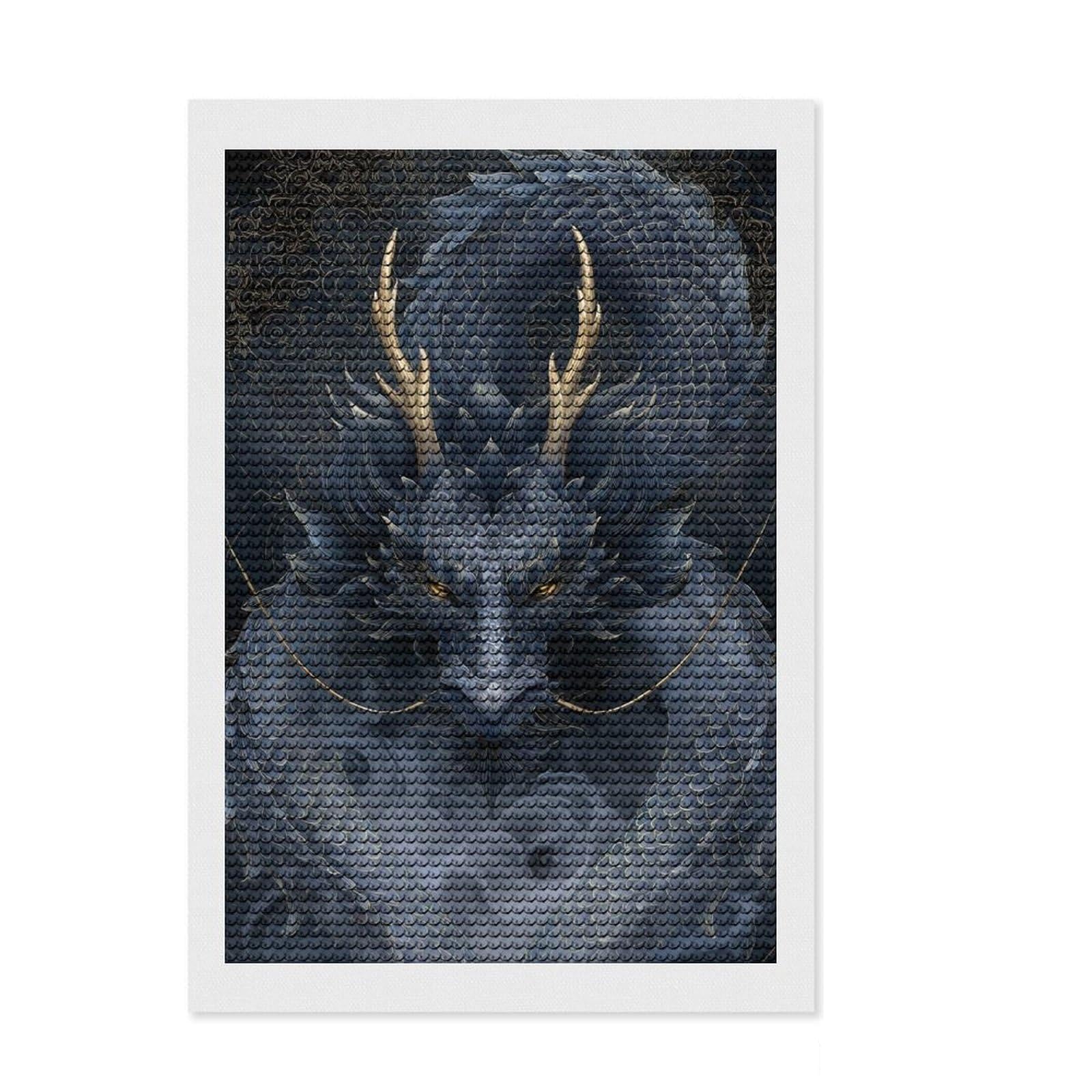 Junmoney Majestic Dragon Art-1 Diamond Painting Kit 8"x12", for Teens, Living Room Decor, Calming Craft to Unwind, Holiday Gift Idea