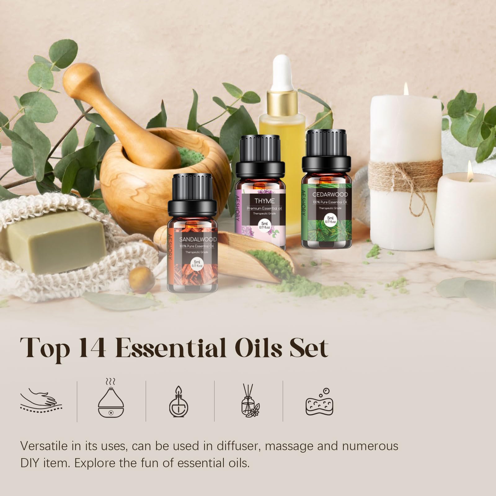 Set Oli Essenziali Legnosi Aeshory - 6 Flaconi Da 10ml, Aromaterapia Naturale Al 100% Per Diffusori - Foto 13