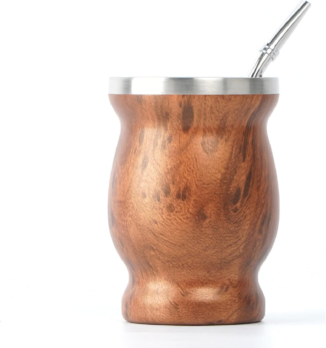 BALIBETOV Juego de tazas Yerba Mate, taza Mate de acero inoxidable de doble pared de 8 oz con 2 bombillas y cepillo de limpieza, calabaza Yerba Mate aislada, fácil de limpiar