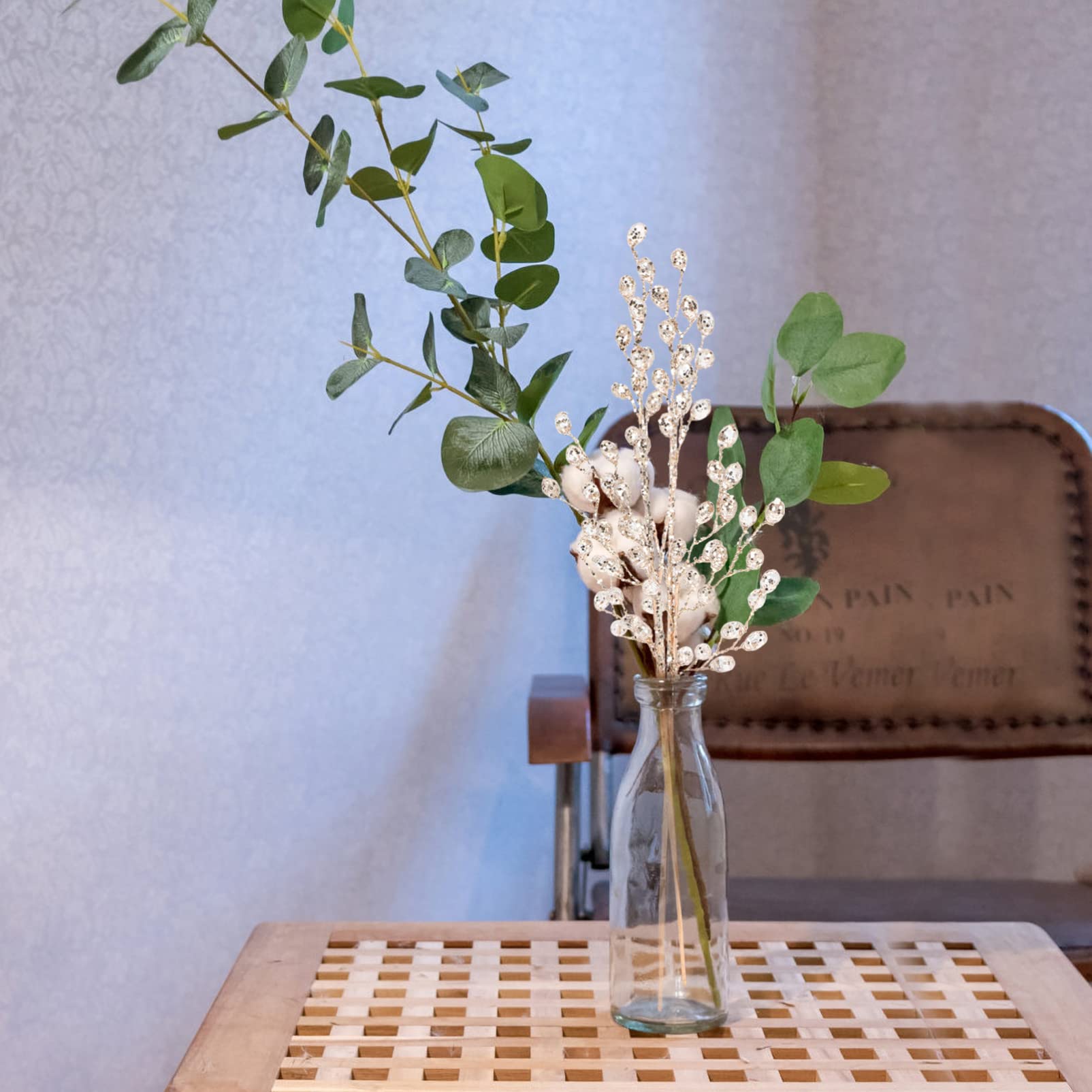 NOLITOY Artificial Bouquets with Acrylic Bead Drop Crystal Flower Stem Acrylic Beads Flower Branches Vase Fillers for Wedding Birthday Party Decoration