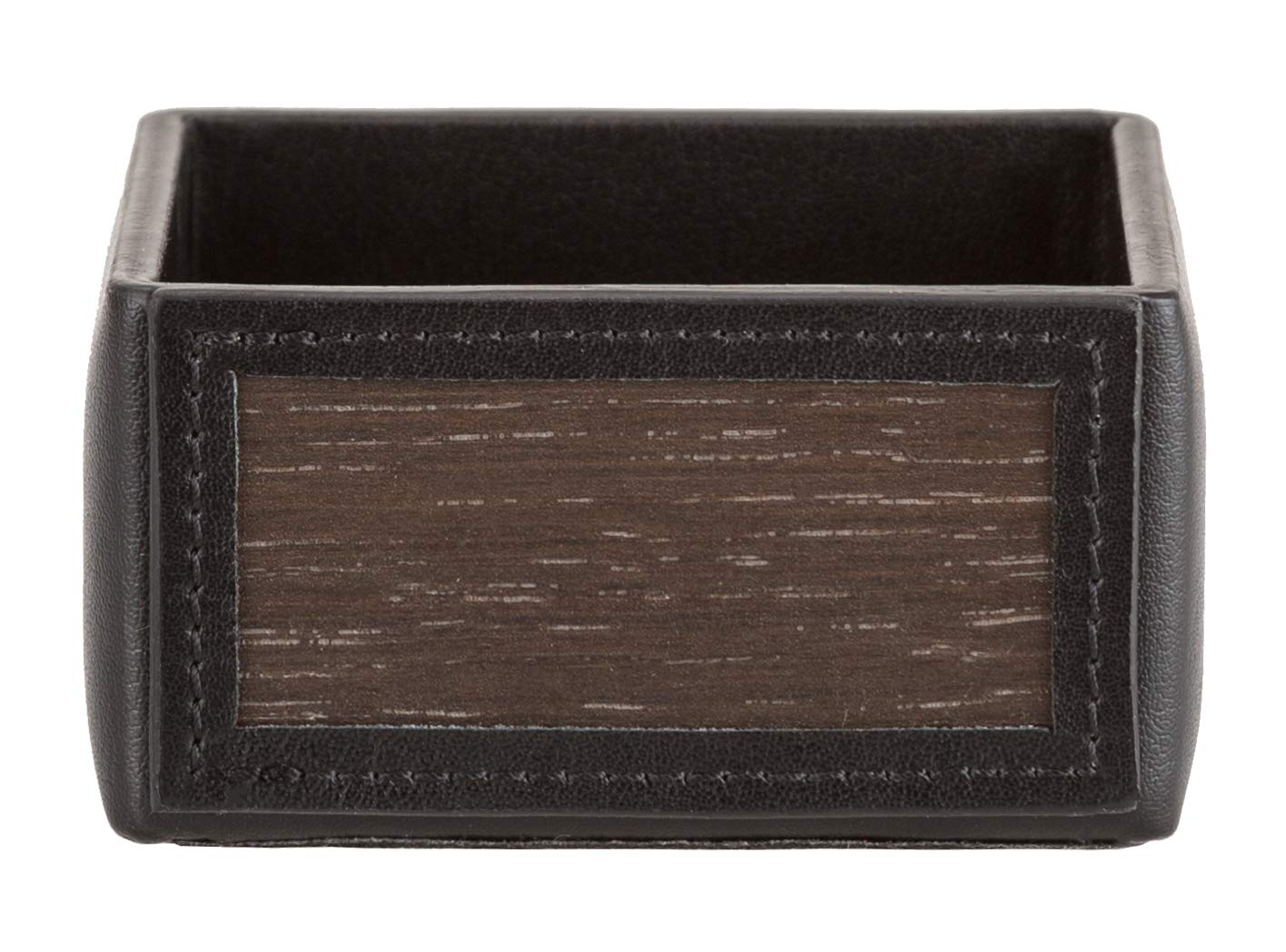 Image secondaire de Sebastian Sturm RYAN Distributeur de trombones en bois et cuir véritable 8 cm x 4 cm x 8 cm Cuir noir/bois de chêne fumé.