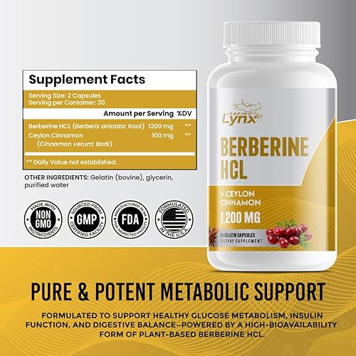 Miniatura 3 de Berberina orgánica pura con canela de Ceilán – Alta absorción y máxima potencia | 60 cápsulas, suministro para 30 días | Apoya la salud metabólica,