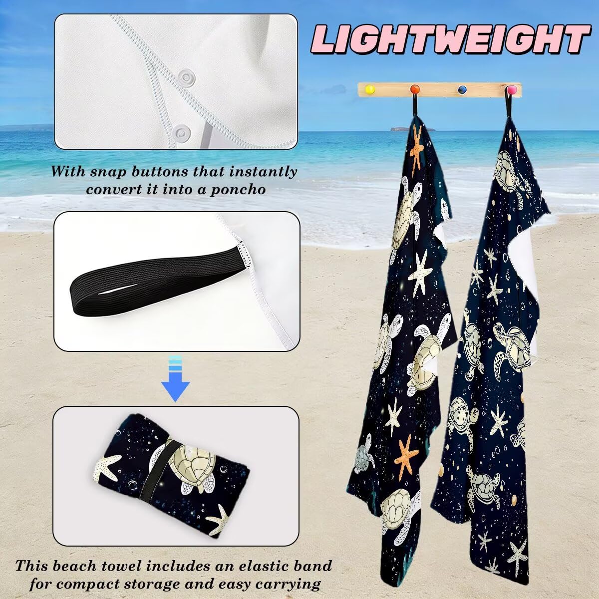 Juego de 2 Toalla Playa Grande 80x160 cm, Secado Rapido Toalla Microfibra Gimnasio, Antiarena Toallas de Playa Lindo, Grande Ligera Compacta Toallas Microfibra Mujer Hombre para Viaje Piscina -5110
