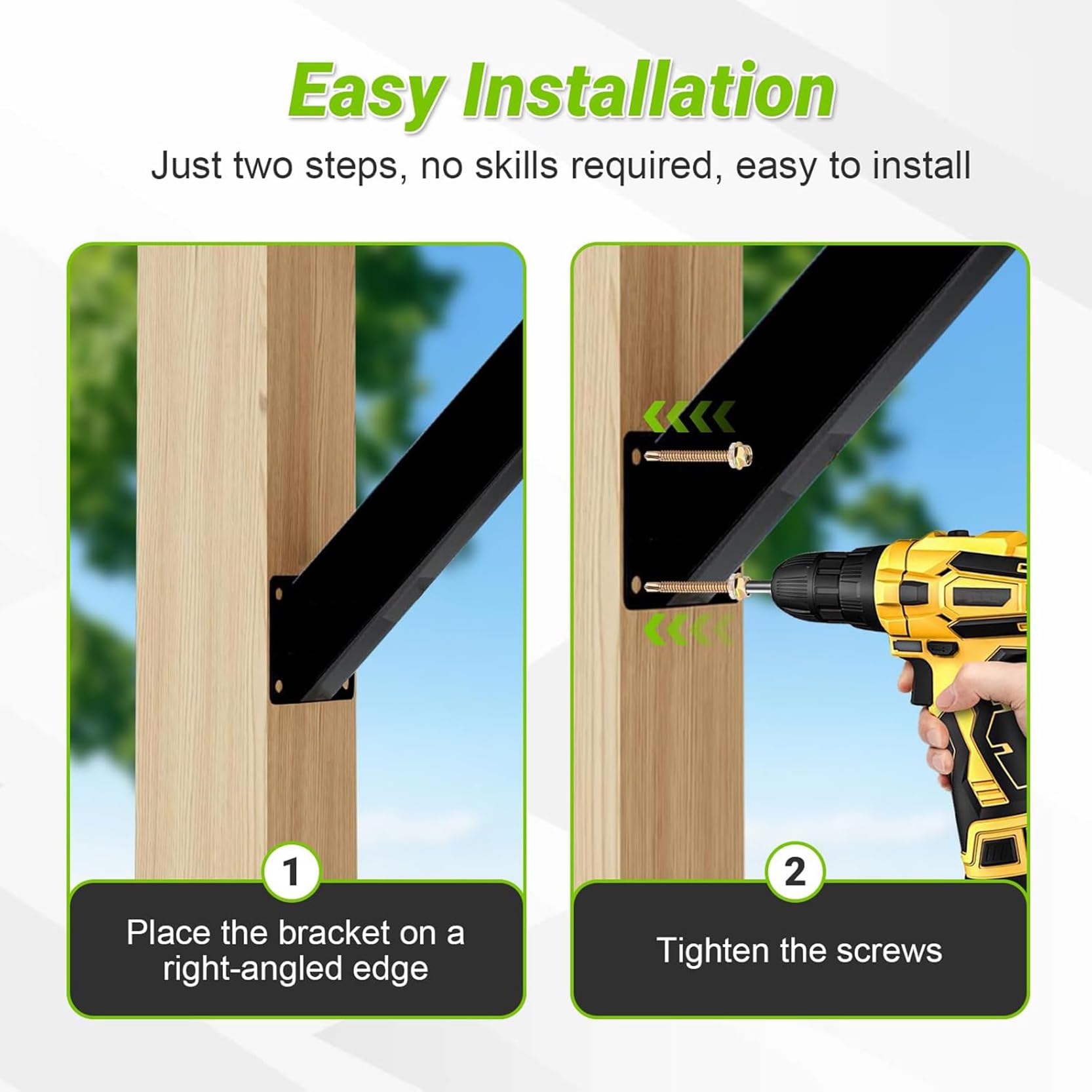Kit d'équerres de Renfort Robustes à 45 degrés - équerres métalliques pour Structures en Bois et porches - Lot de 6 Supports de Fixation structurels