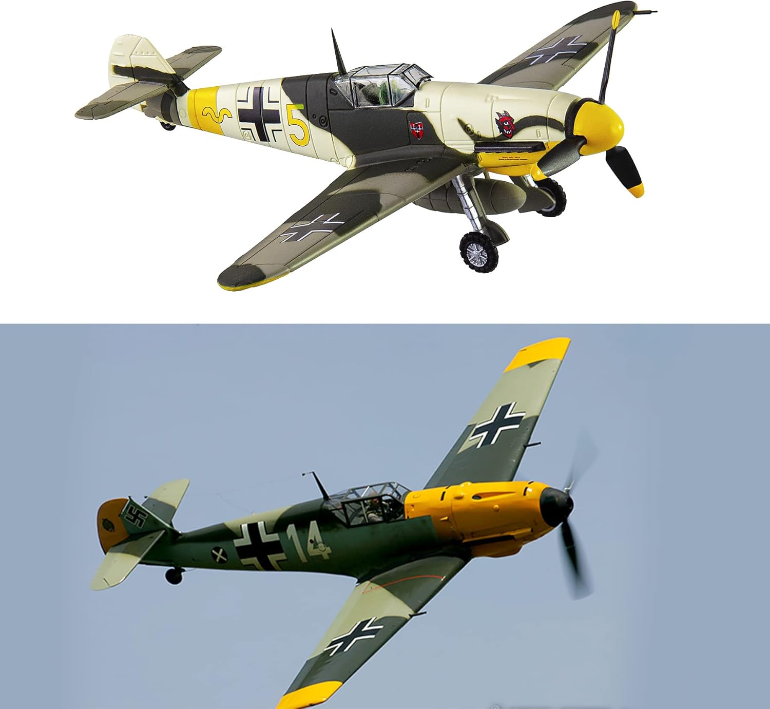 HANGHAN 1/72 BF109 Fighter Plane Metal Fighter Military Model Diecast Plane Model for Collection or Gift