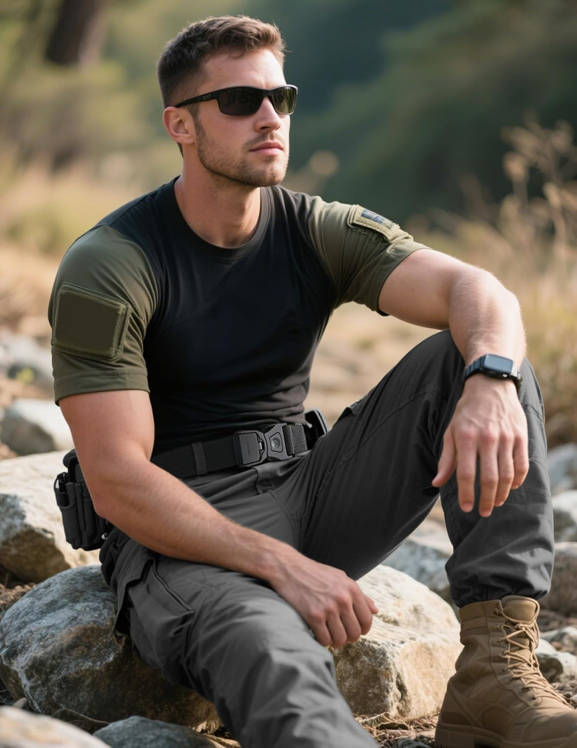 JUKMO Quick Release Tactical Belt, Military Work 1.5" Nylon Web Golf Belt with Heavy Duty Seatbelt Buckle - Image 5