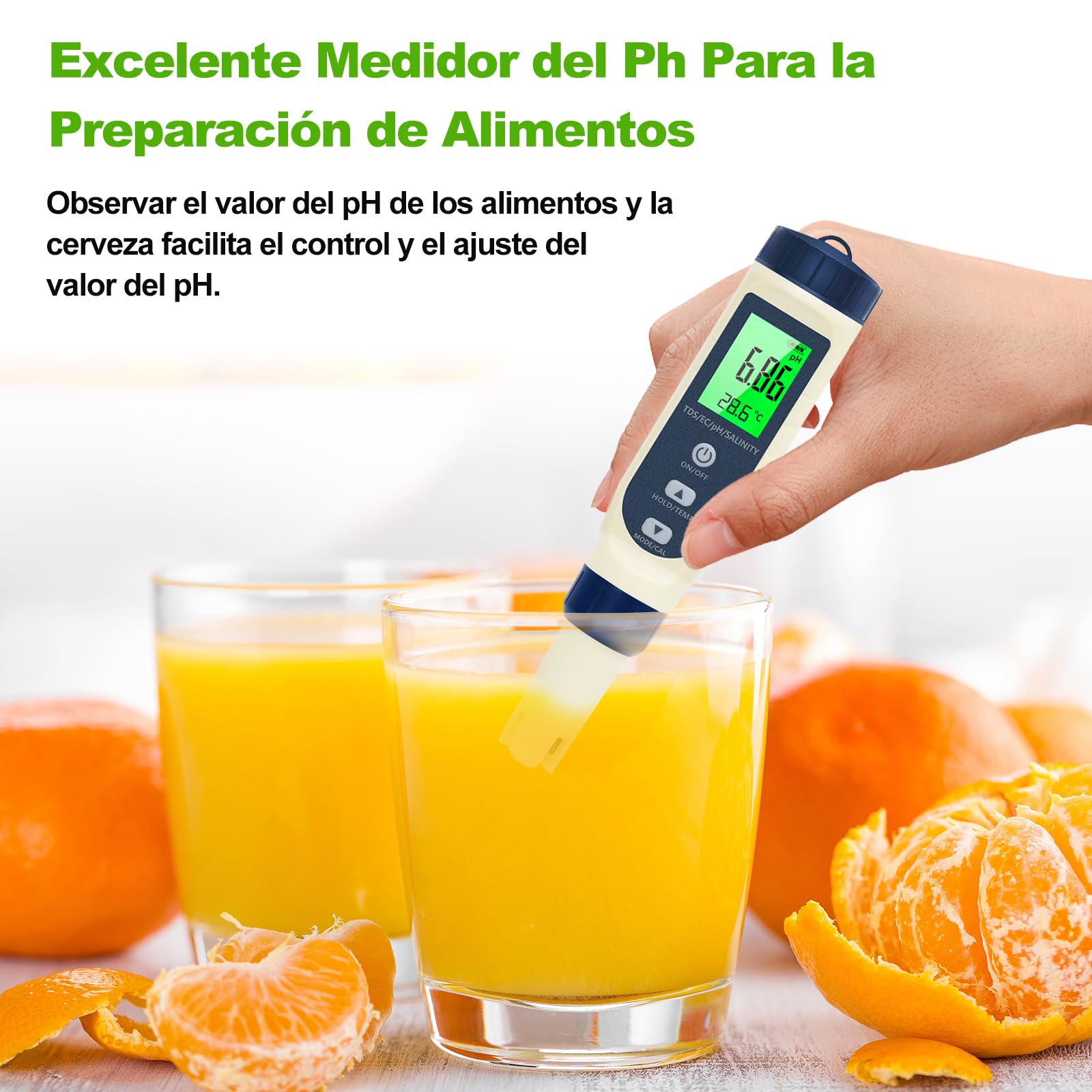 Pious Medidor PH 5 en 1 PH/TDS/CE/Salinidad/Termómetro con Pantalla LCD Alta Precisión para Hidropónica Piscinas