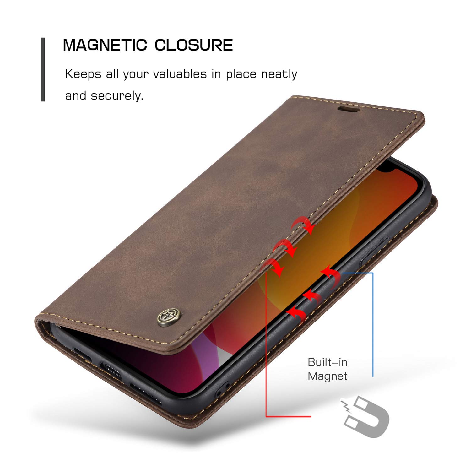 Produktbild von Lederhülle Für IPhone 11 – Flip Case Mit Kartenfach, Standfunktion & RFID-Schutz, Schwarz