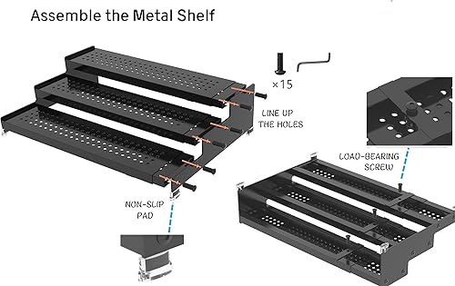 Miniatura 5 de Organizador de especias de metal para gabinete, estante de almacenamiento de especias expandible de 3 niveles, ideal para gabinete de cocina,