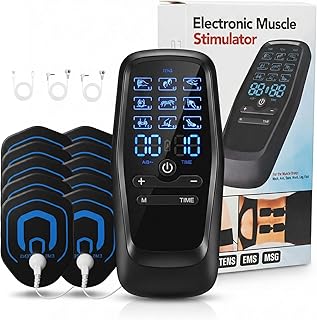 Portable TENS Unit Muscle Stimulator for Pain Relief Therapy, 30 Intensities and 10pcs Electrode Pads, Rechargeable Dual Channel Simulator Machine for Men & Women