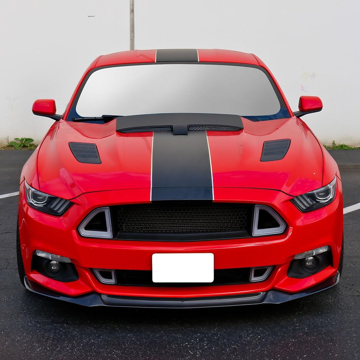 Car Hood Vent Scoop Compatible with 2015-2017 Ford Mustang All Models, Unpainted Black M Type PP - Polypropylene Hood Simulation Decorative AirOutlet Bonnet Cover, 1PC
