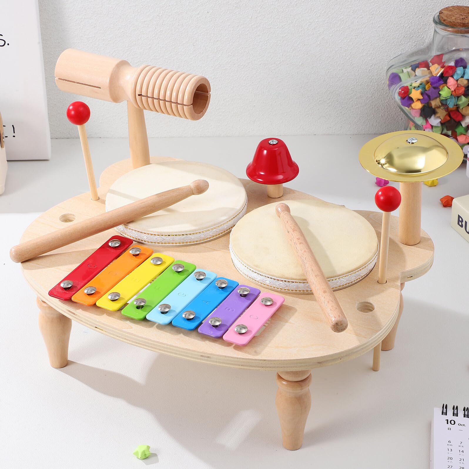 Xilofono in Legno Mini per Ragazzo Ragazza, Strumento Musicale Colorato | Tamburi e Percussioni, Suono Chiaro ed Effetti Ricchi, Regalo Musicale