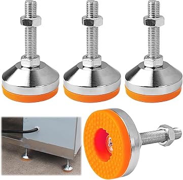 4 Pcs Heavy Duty Leveling Feet M12 Thread, Adjustable Furniture Feet 2.28" Dia Base, Anti Skid Threaded Rubber Feet, Adjustable Swivel Levelers for Furniture, Workbench, Machine D60xM12x60