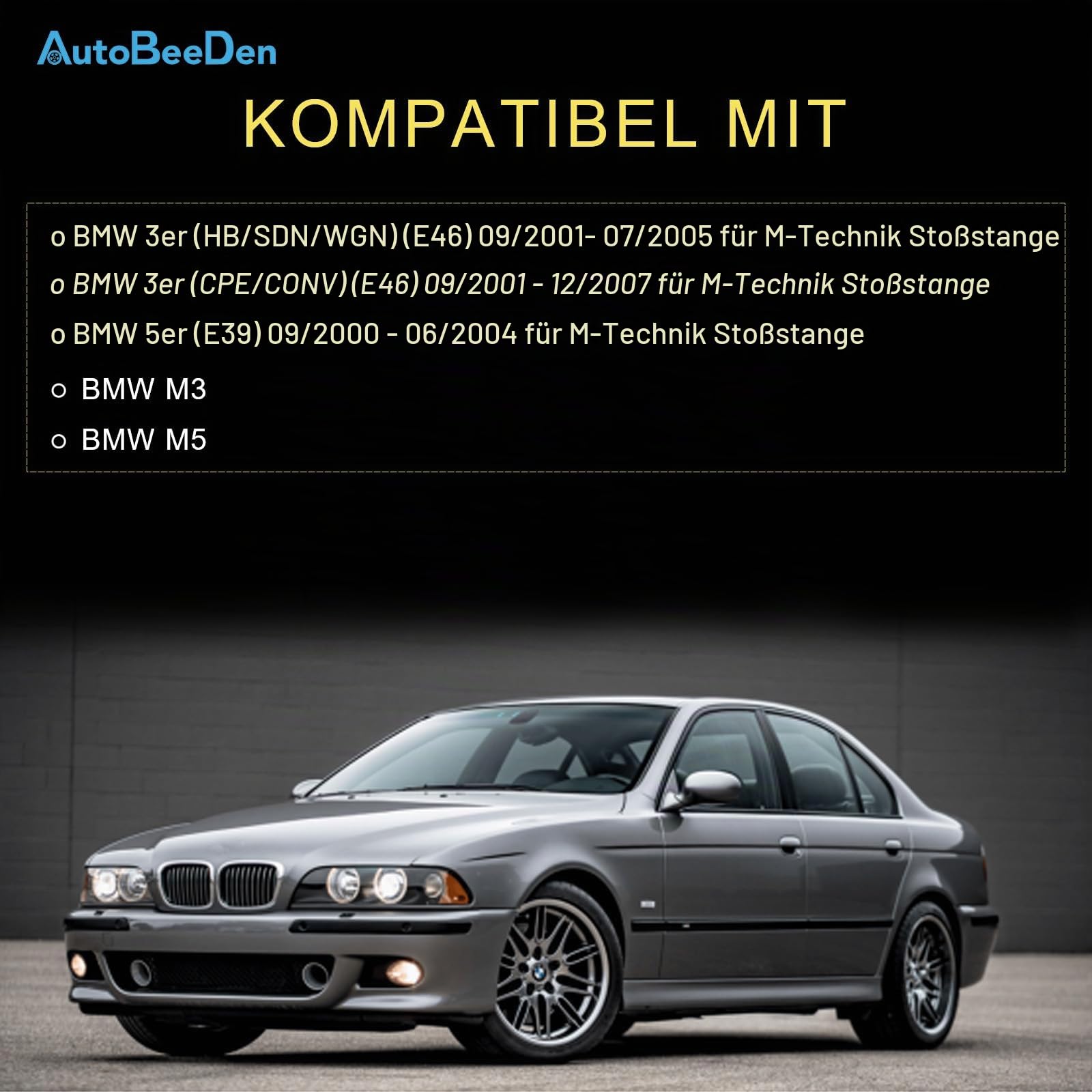 LED Nebelscheinwerfer für BMW (E46 E39 M-Tech Stoßstange M Sport Paket) 3er 5er M3 M5, 09/2000-12/2007, (HB SDN WGN CPE CONV), 1 Paar
