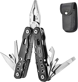 12 in 1 Multi tool with Safety Locking, Gift for Men, RoverTac Multitool with Pliers, Knife, Bottle Opener, Screwdriver, Saw-Perfect for Outdoor, Survival, Camping, Fishing, Hiking (black) - coolthings.us