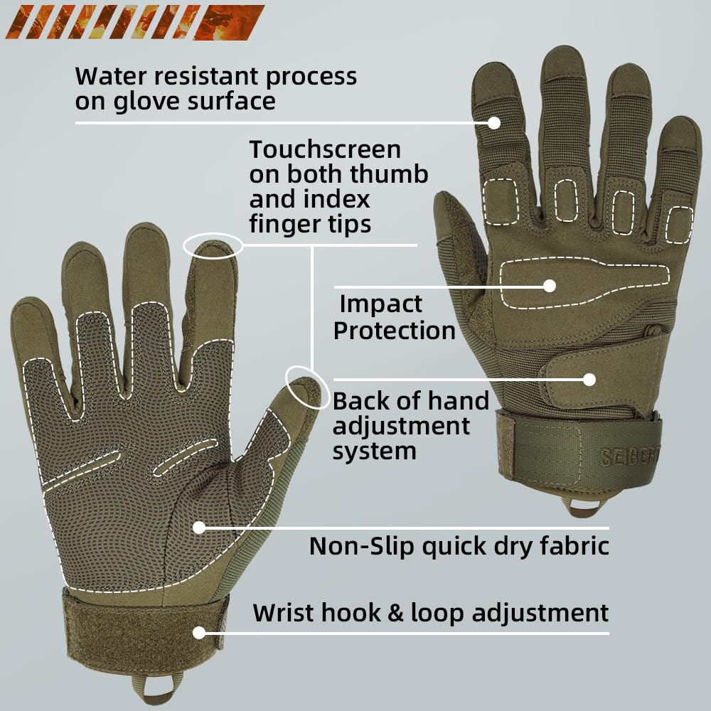 Seibertron Adult Or Youth S.O.L.A.G Sports Outdoor Water Resistant Full Finger Touchscreen Gloves